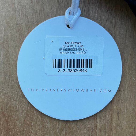 TORI PRAVER ISLA BOTTOM Women’s Black Striped Lined Bikini Bottoms sz L NWT - Picture 5 of 5